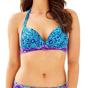 New 🌴 Lilly Pulitzer Margaret Top Bikini size 4 Ocean Motion Bermuda Blue